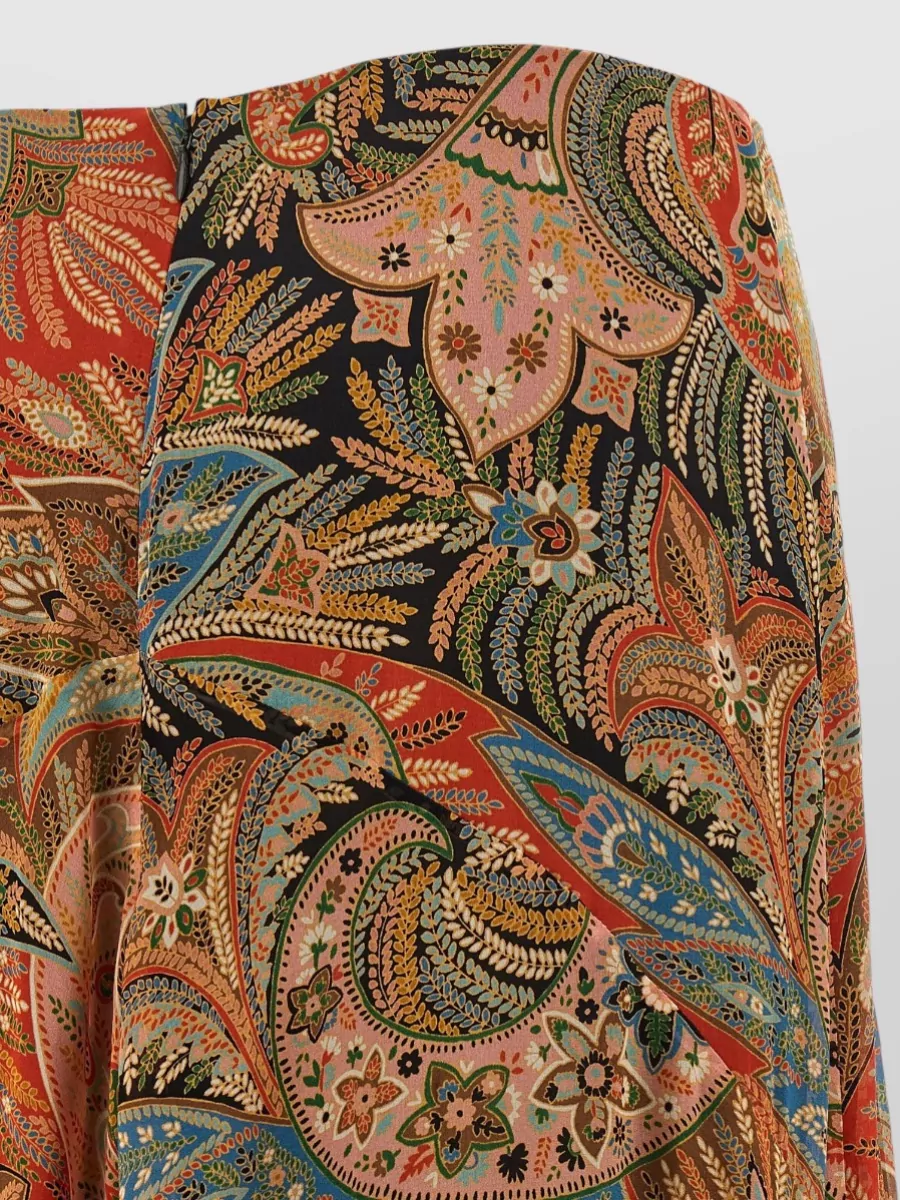 Etro Silk Paisley Printed Ruffled Asymmetric Maxi Skirt