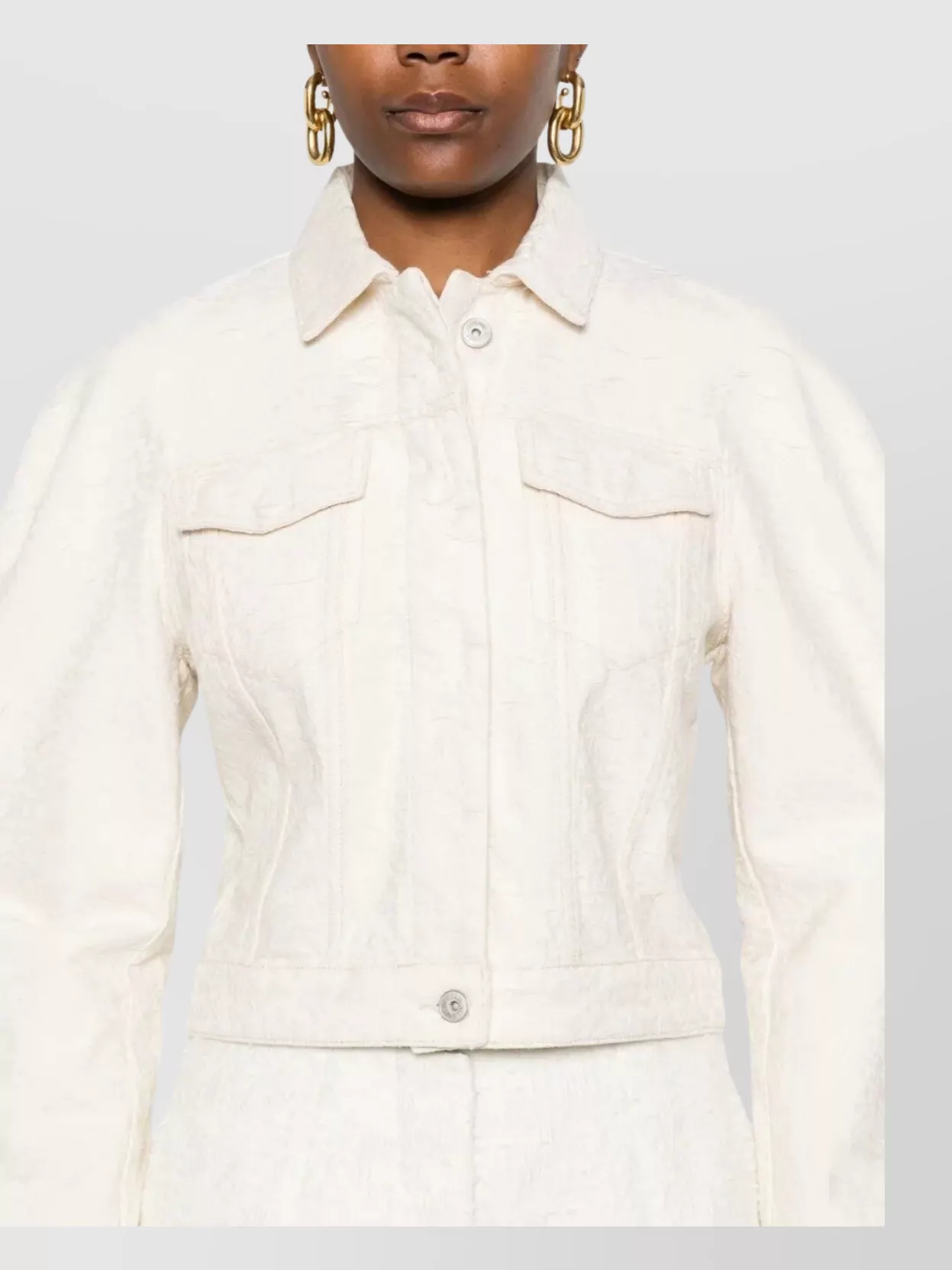 Jacquemus Cropped Denim Jacket Flap Pockets