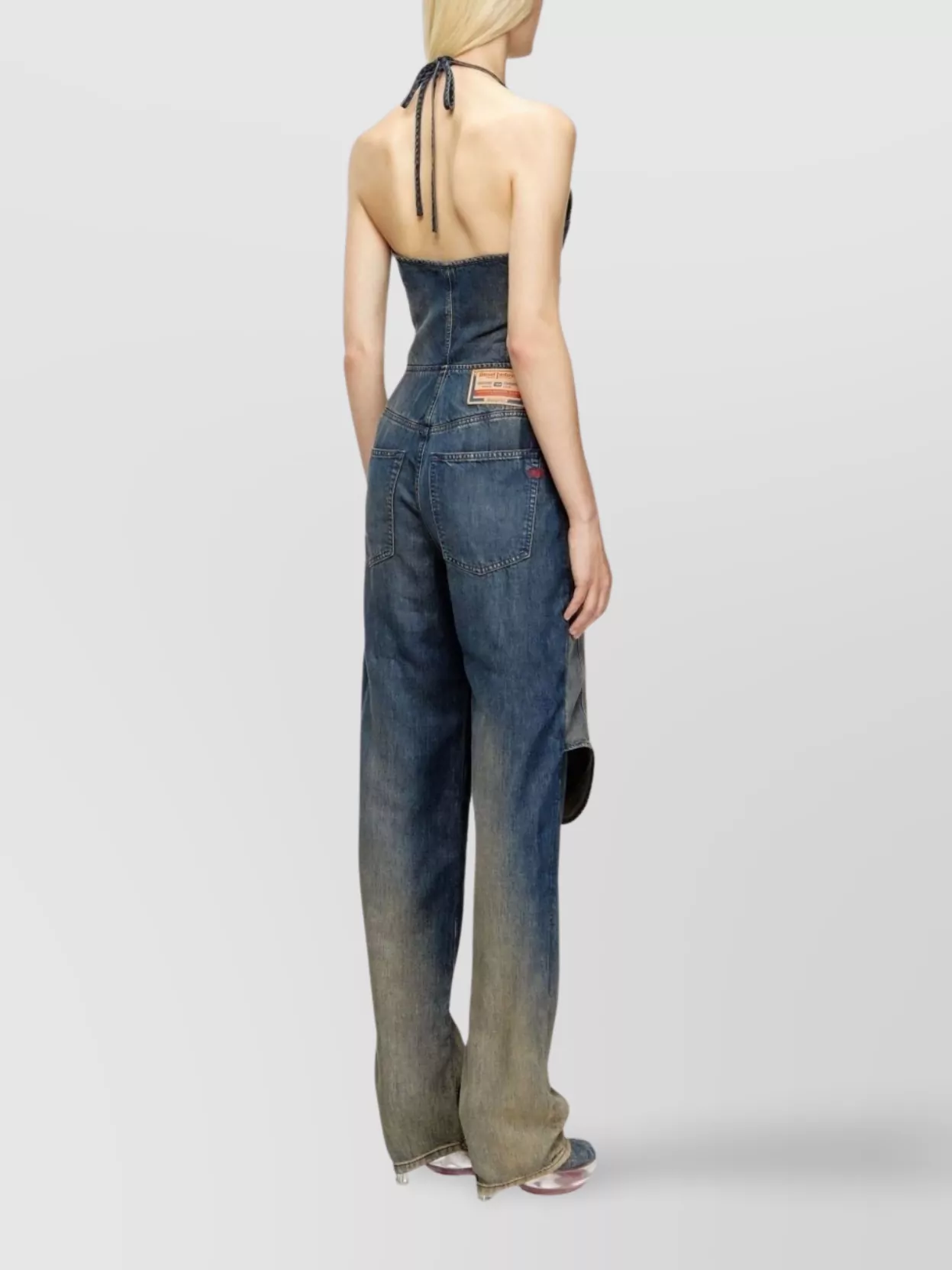 Diesel Washed Out Halter Neck Sleeveless Jumpsuit
