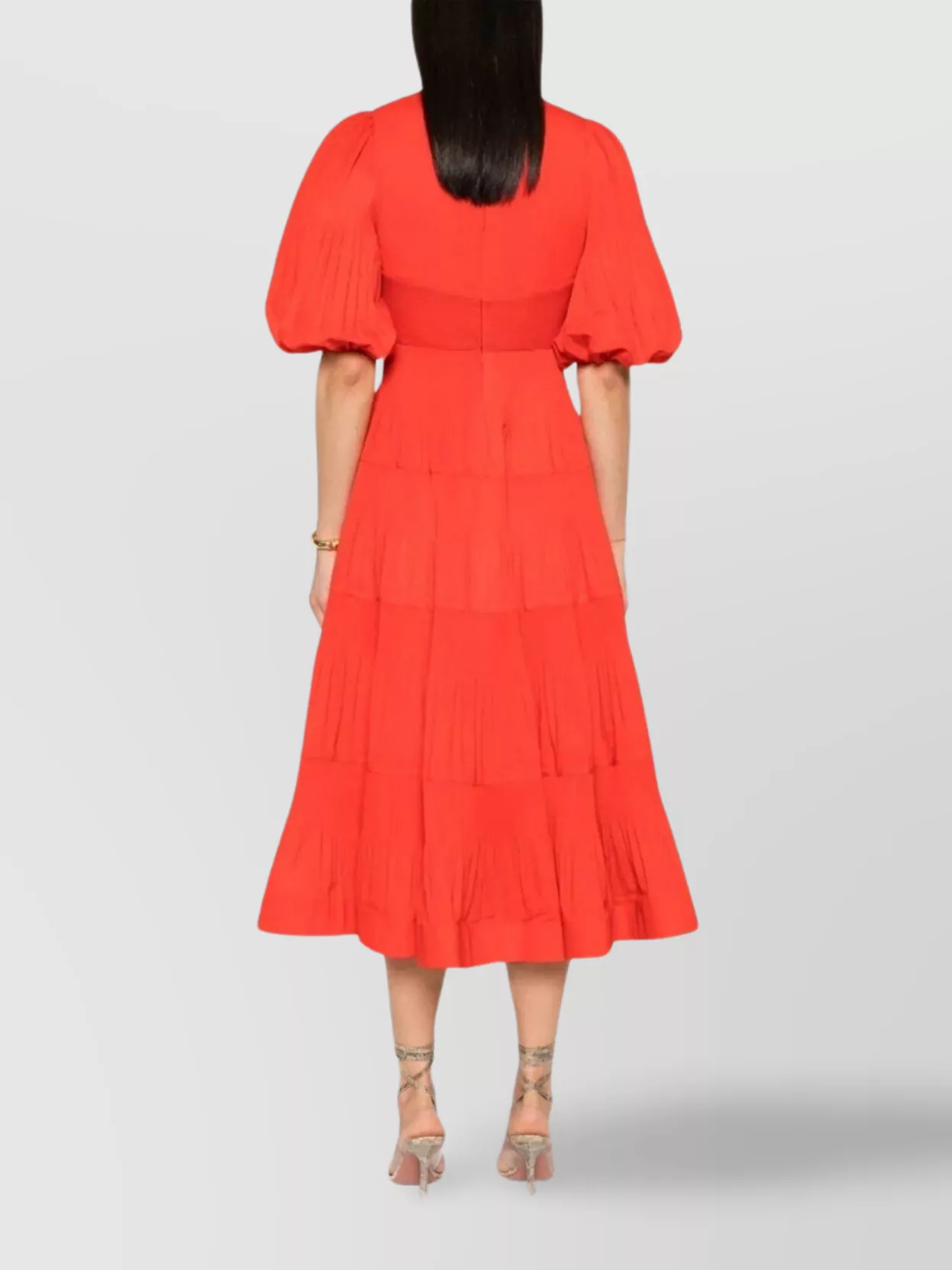 Zimmermann Pleated Midi Dress Puff Sleeves