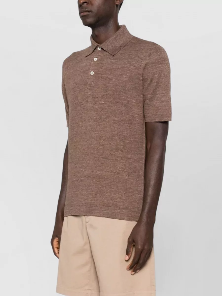 Brunello Cucinelli Cotton Linen Blend Short Sleeve Polo
