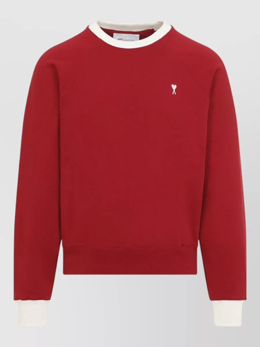 Ami Paris Cotton Colorblock Crewneck Sweatshirt