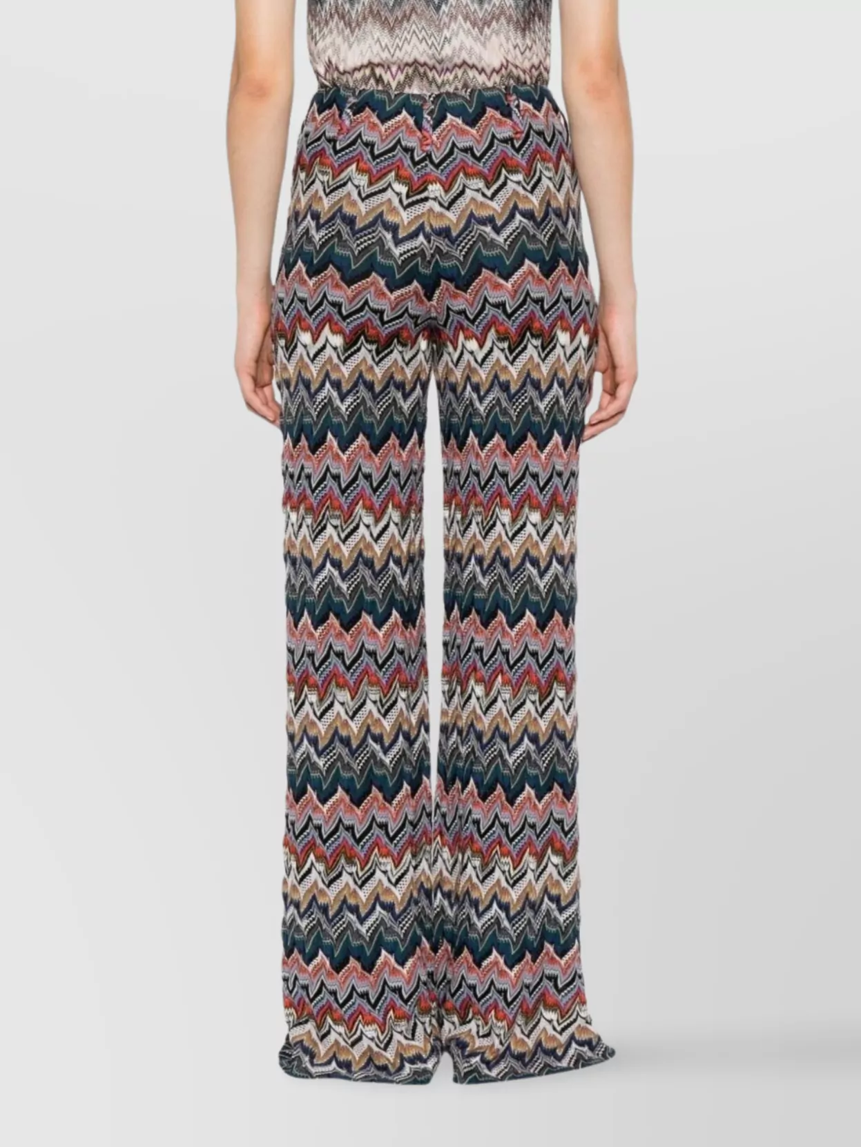 Missoni Long Zigzag Pattern Trousers With Elastic Waistband In Multi
