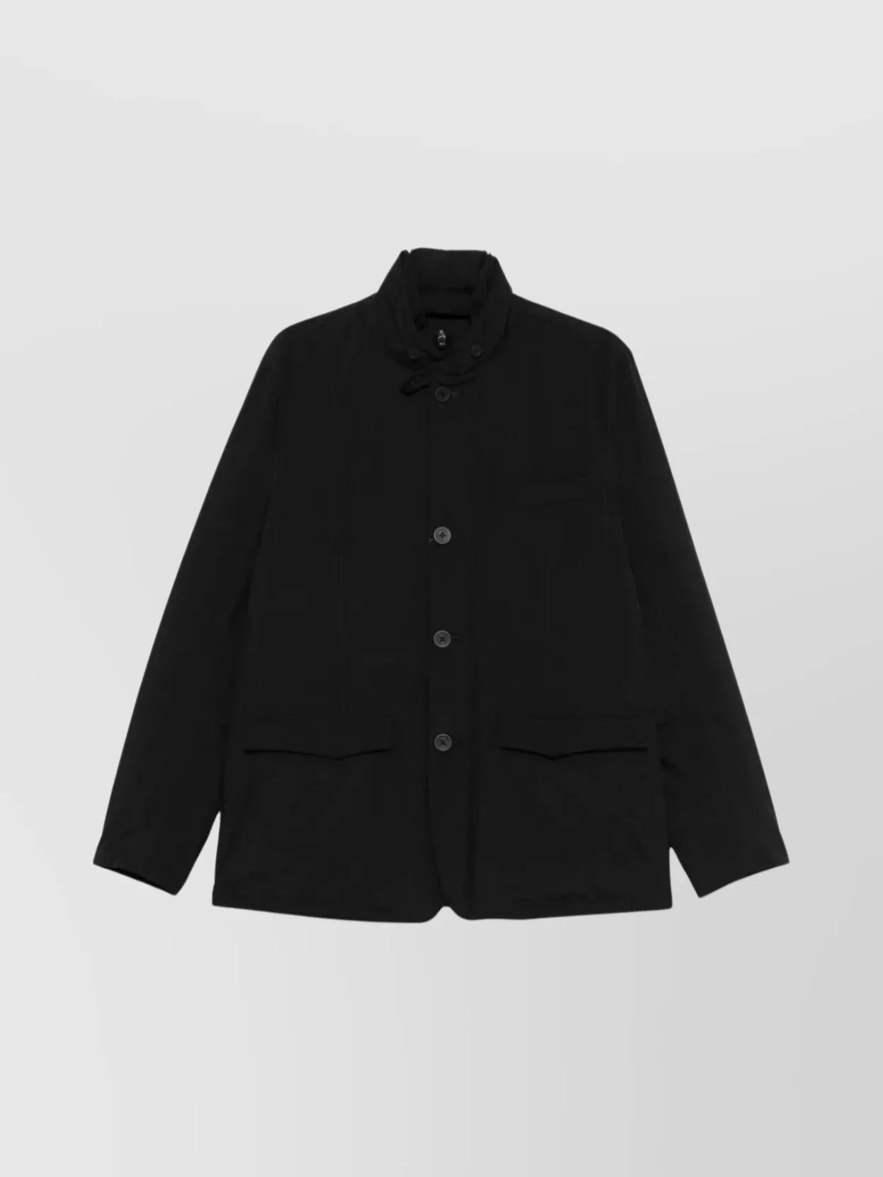 Herno Down Jacket High Collar Front Pockets In Black