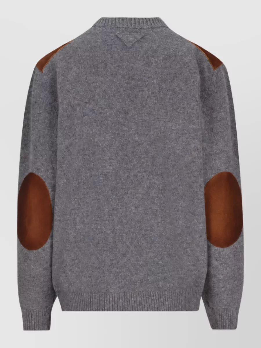 Prada Virgin Wool Ribbed V-Neck Cardigan