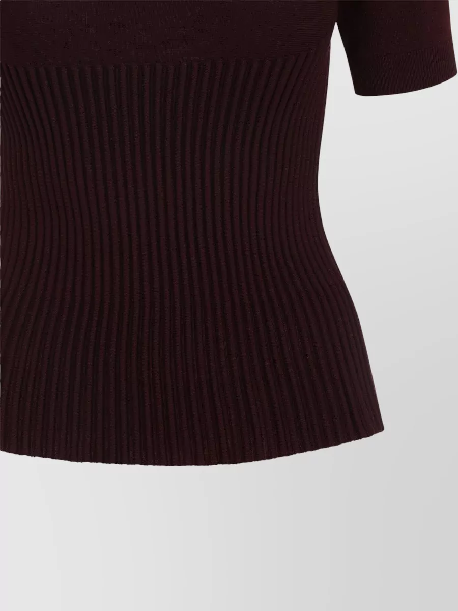 Alaïa Short Sleeve Rib Knit Turtleneck Top