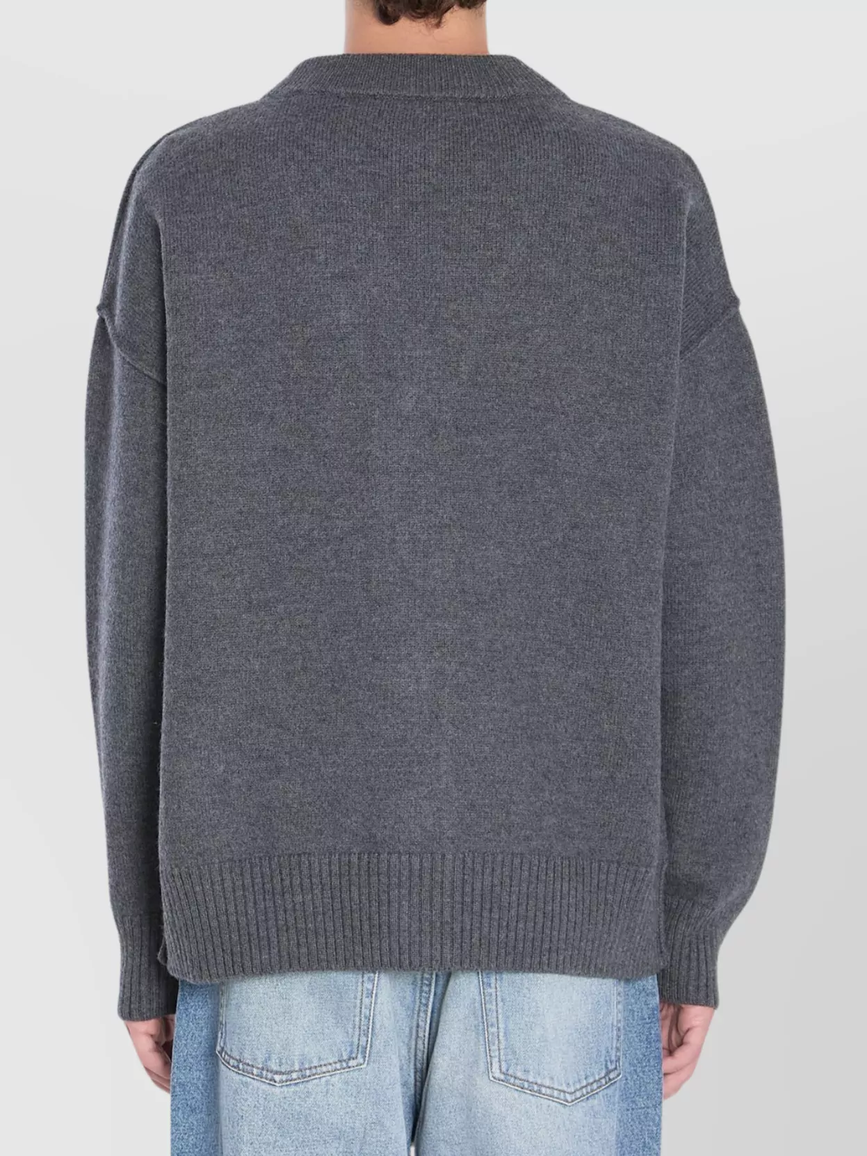 Ami Paris Heart Friend Wool Cardigan With Exposed Seams