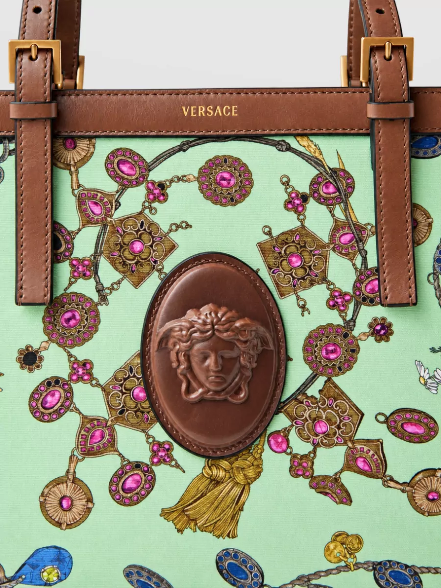Versace riviera medium canvas printed tote bag