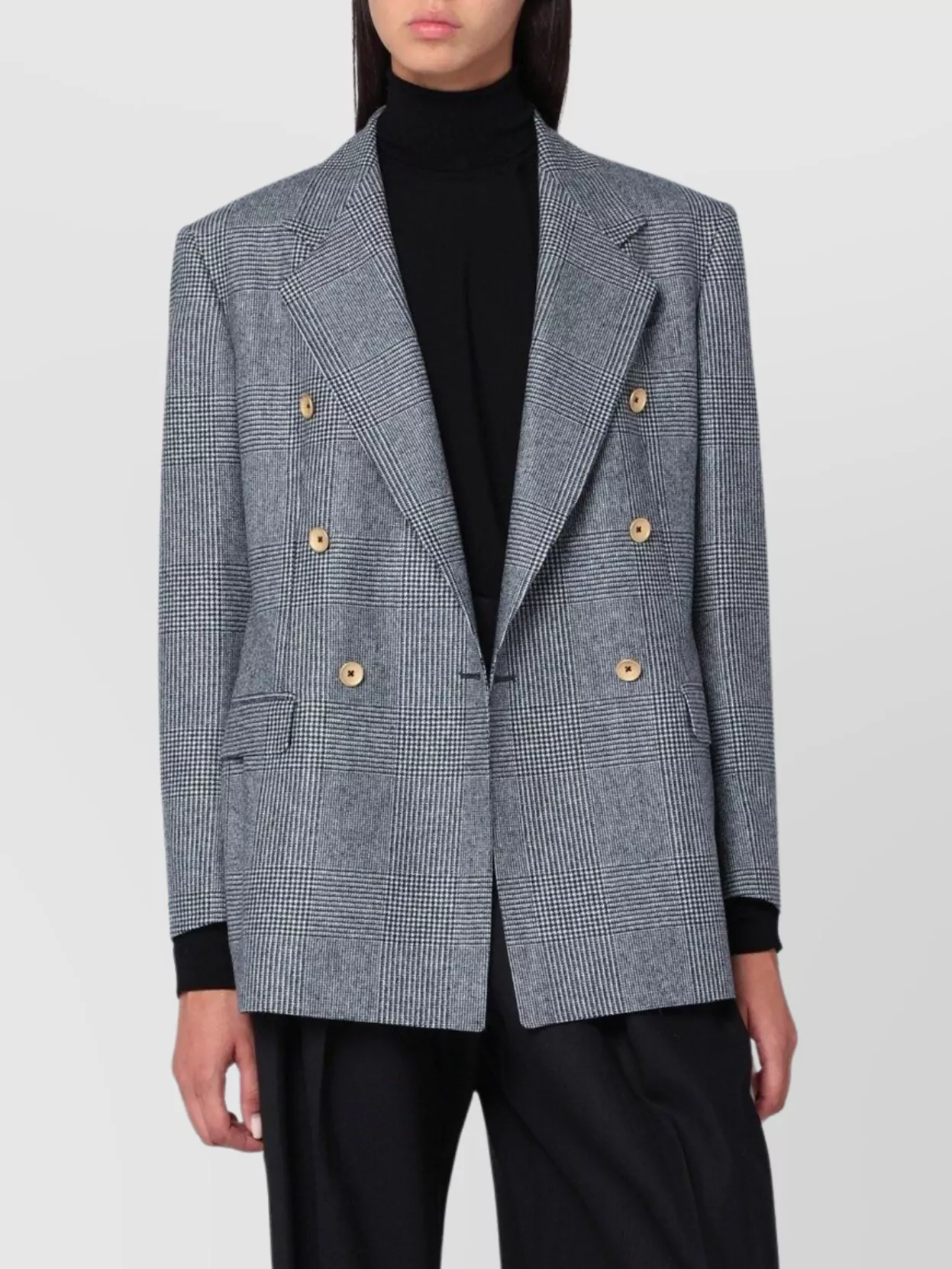 Tagliatore Loreley Double-breasted Wool Blazer With Peak Lapels In Gray