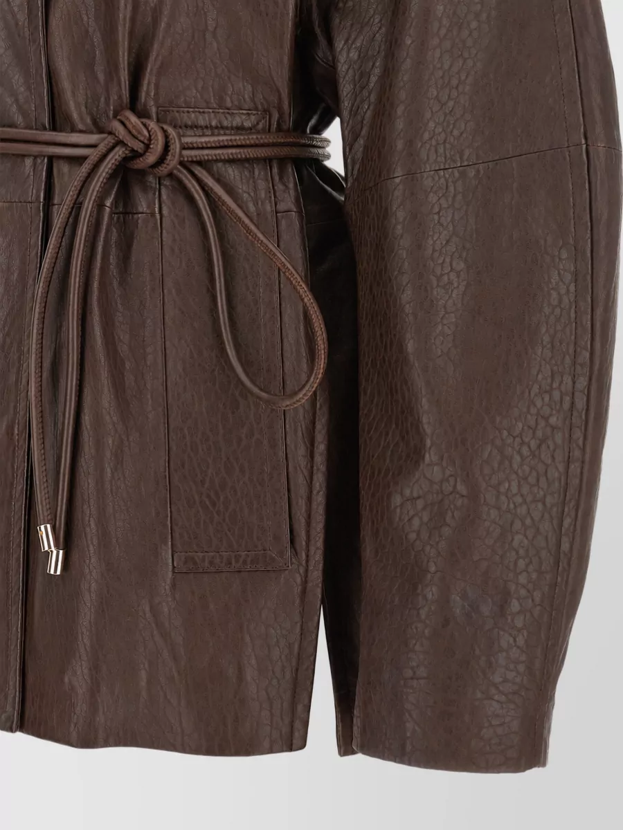 Sportmax Leather Belted Single Breasted Coat
