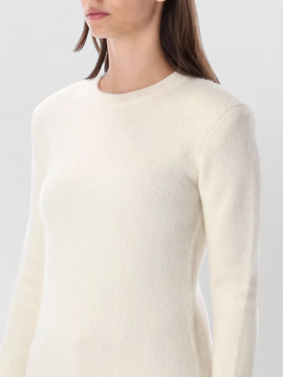 Totême Silk Cashmere Structured Ribbed Crew Neck Sweater