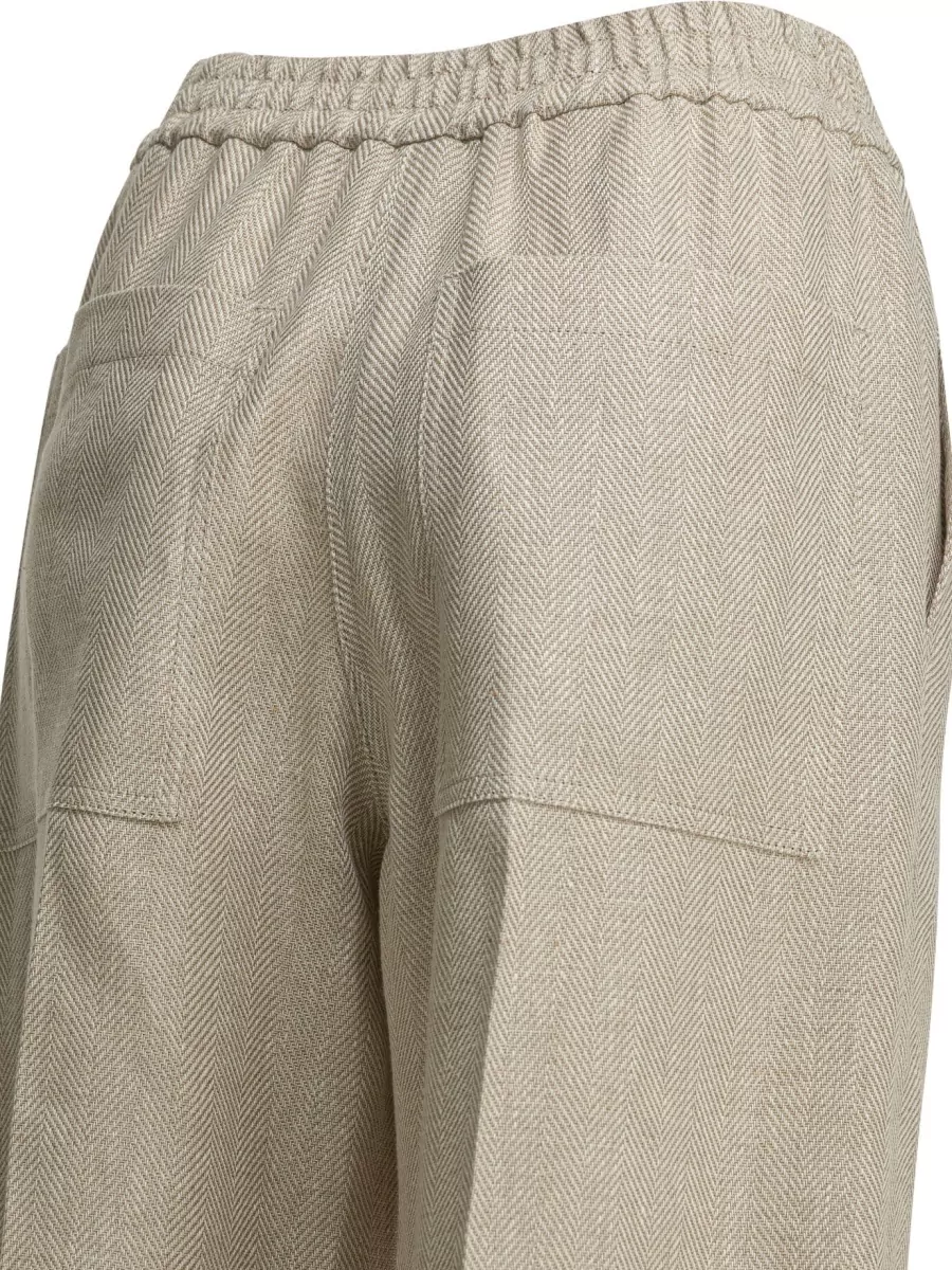 Brunello Cucinelli Wide Leg Herringbone Pants Back Pockets