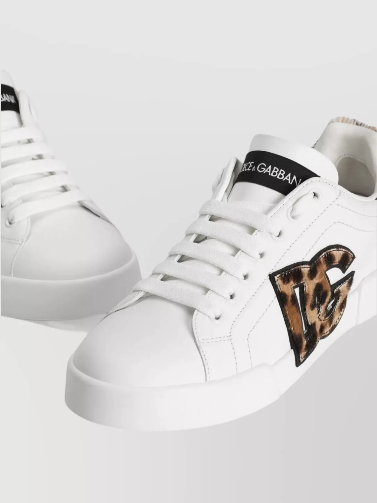 Dolce&Gabbana Portofino Leather Sneaker Animal Print Detail