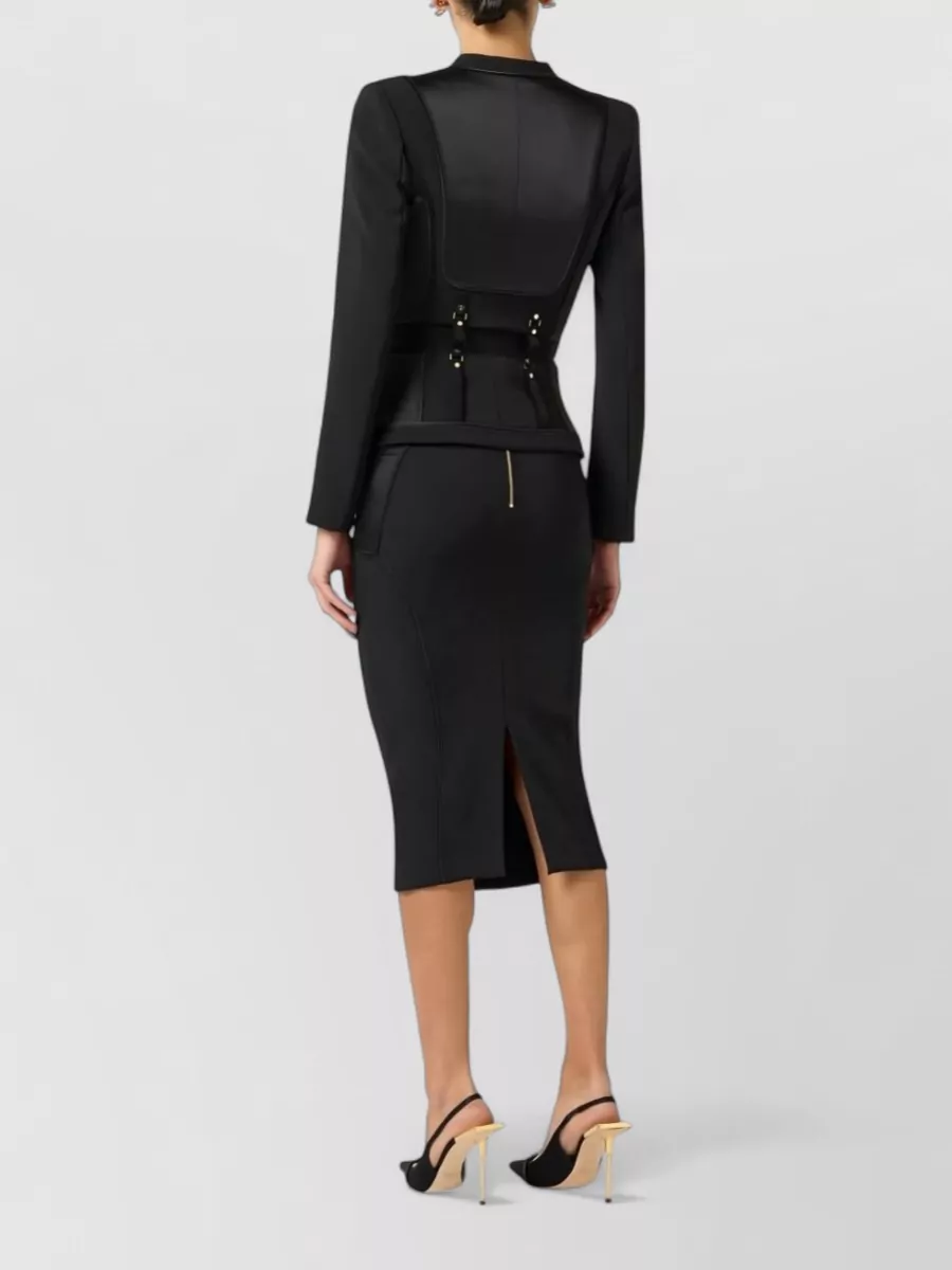 Elisabetta Franchi Single-Breasted Belted V-Neck Fitted Jacket