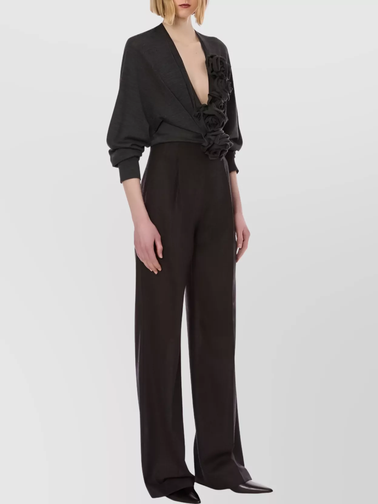 Alberta Ferretti High Waist Wide Leg Trousers With Pockets