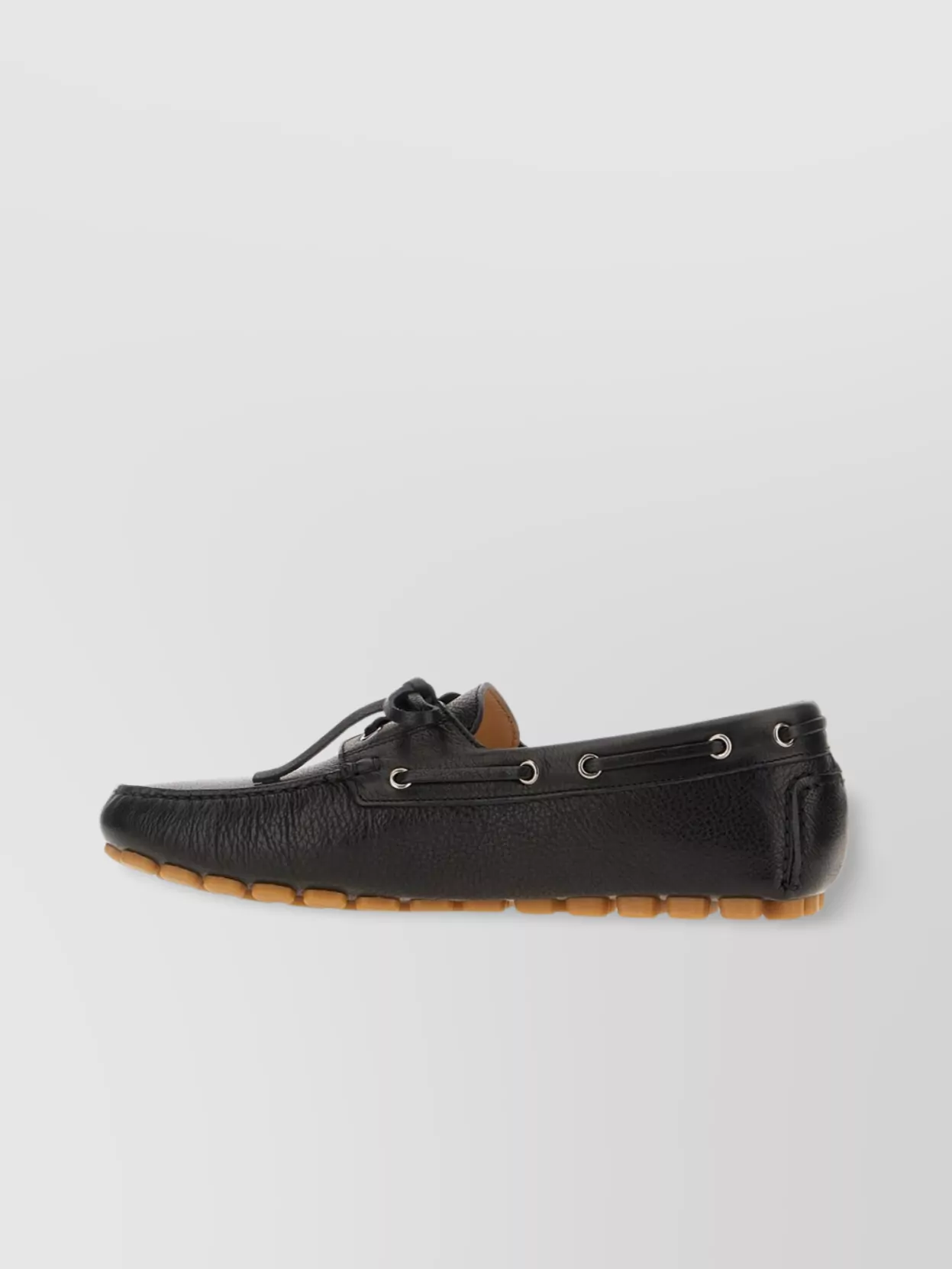 Valentino Garavani Leather Fastaway Loafers With Rubber Sole And Metal Eyelets