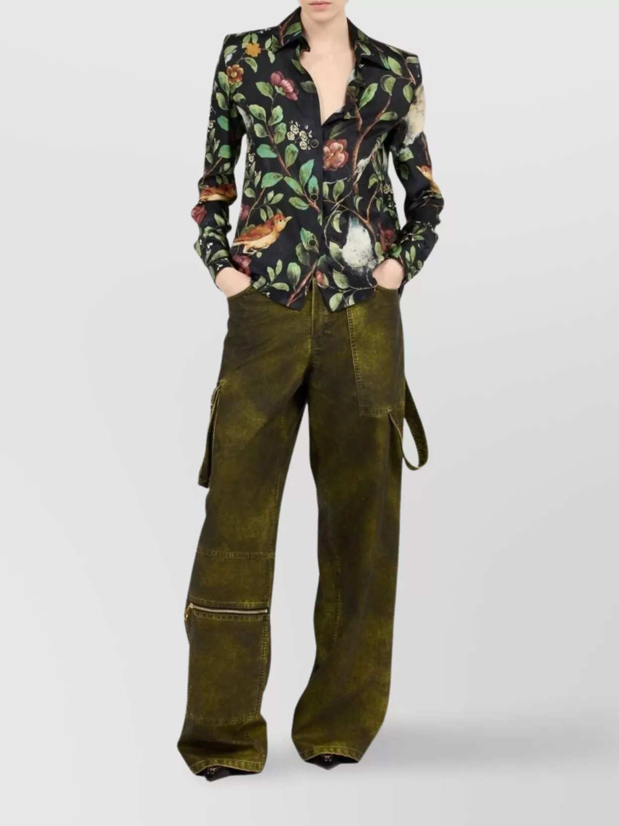 Roberto Cavalli Floral Long Sleeve Collared Top