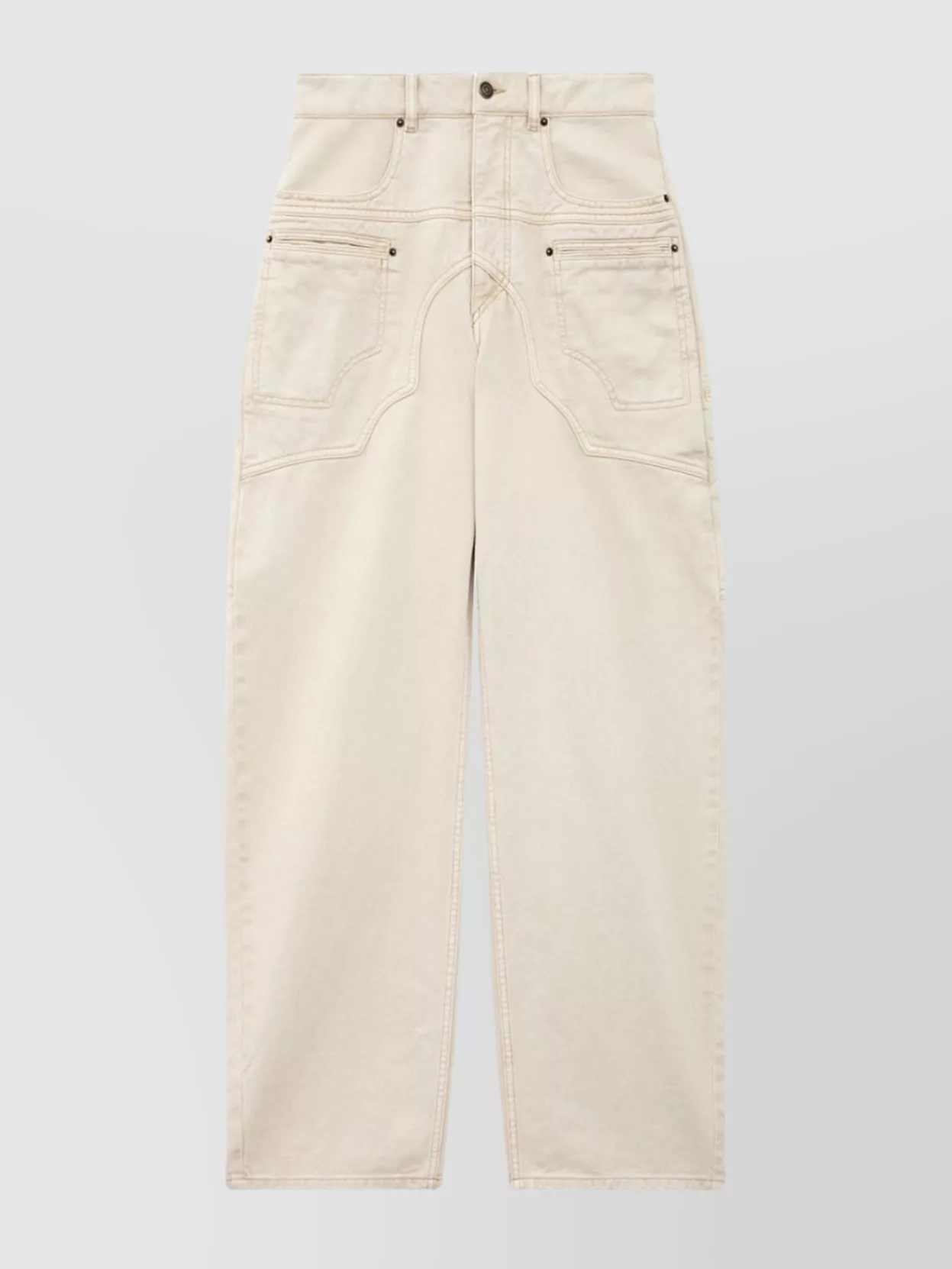Isabel Marant High-Waisted Wide Leg Trousers In Cotton-Hemp Blend