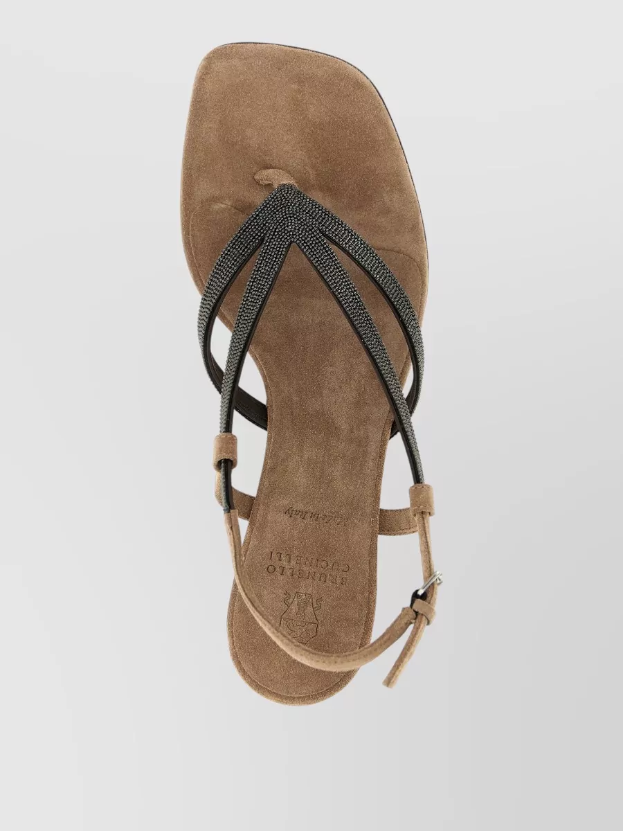 Brunello Cucinelli Monile Sandals Open Toe Kitten Heel
