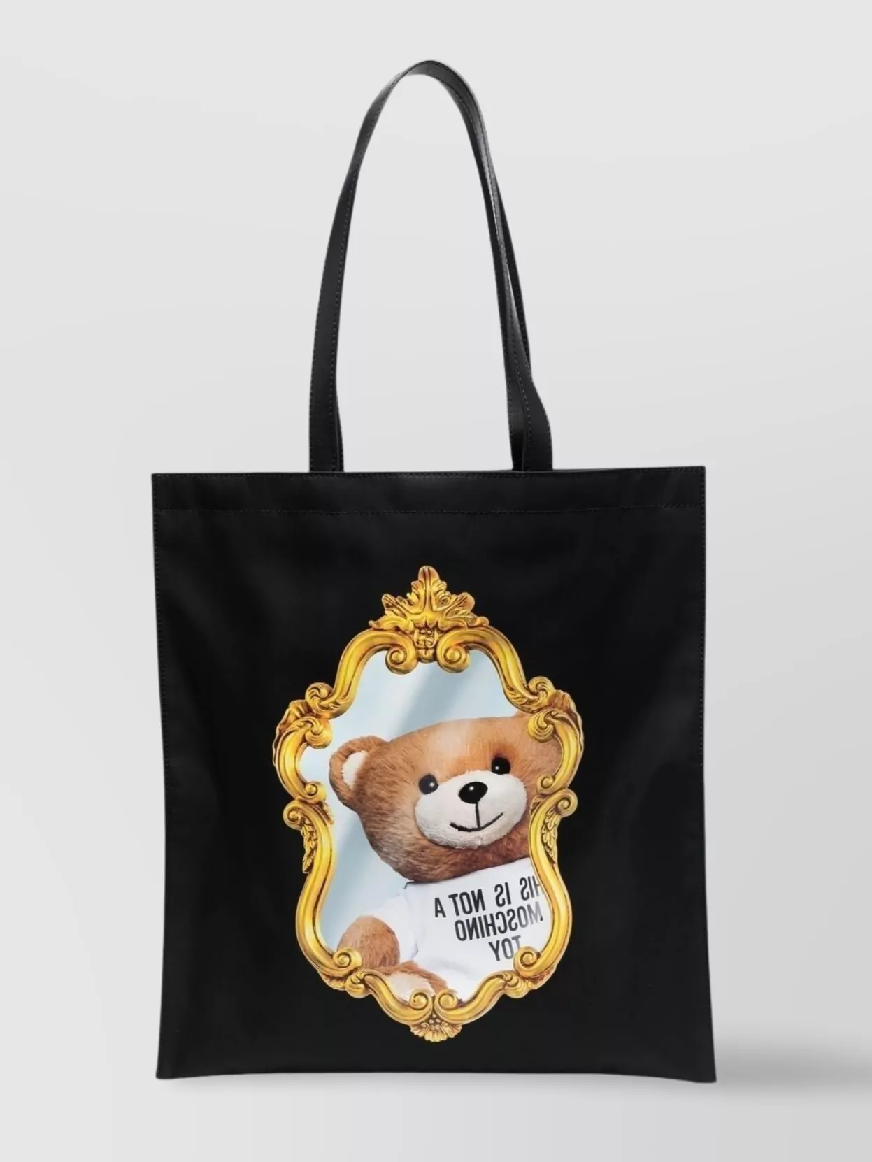 Shop Moschino Leather Blend Tote With Teddy Bear Print In Black