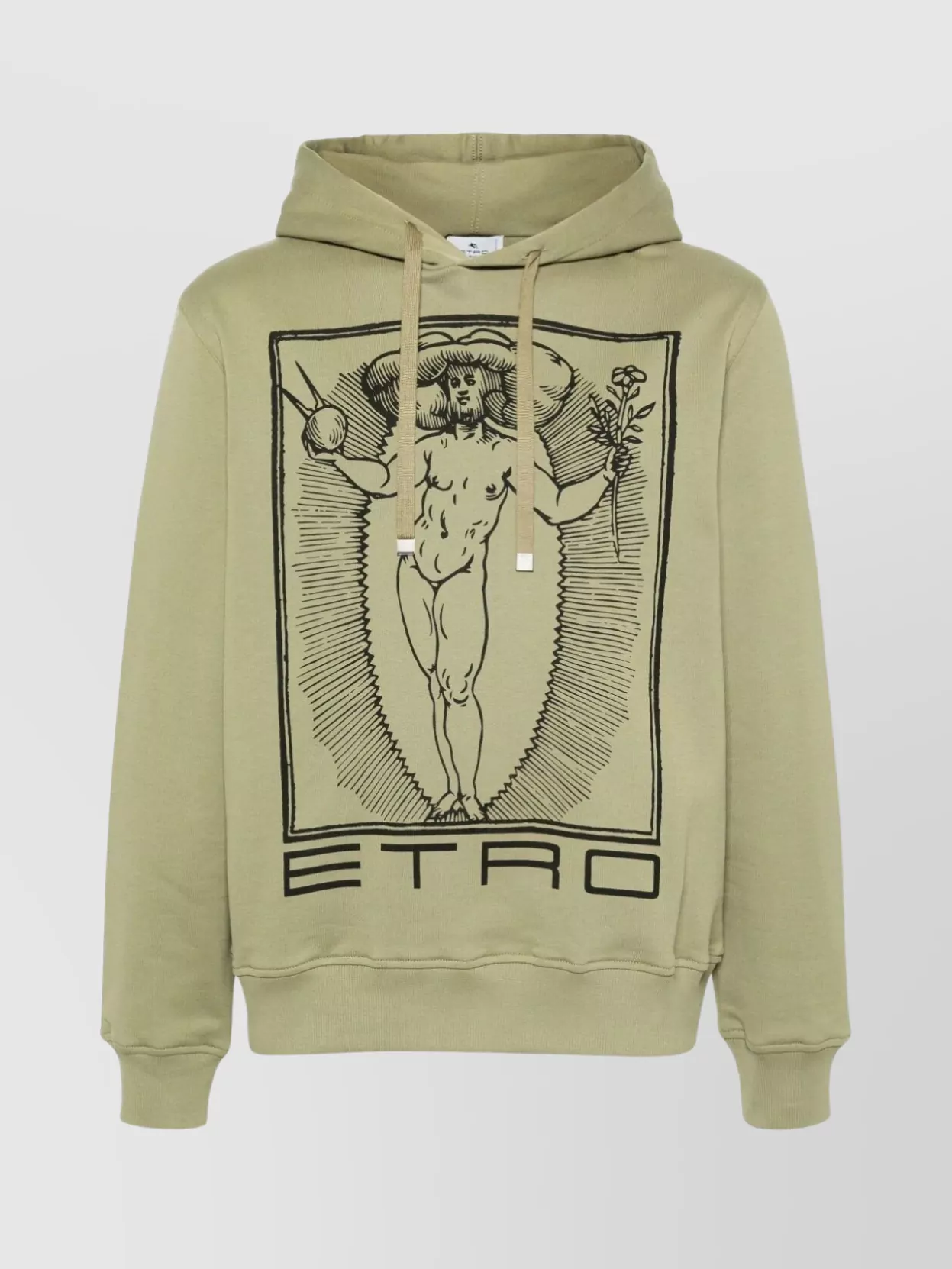 Shop Etro Graphic Print Hooded Sweatshirt With Kangaroo Pocket
