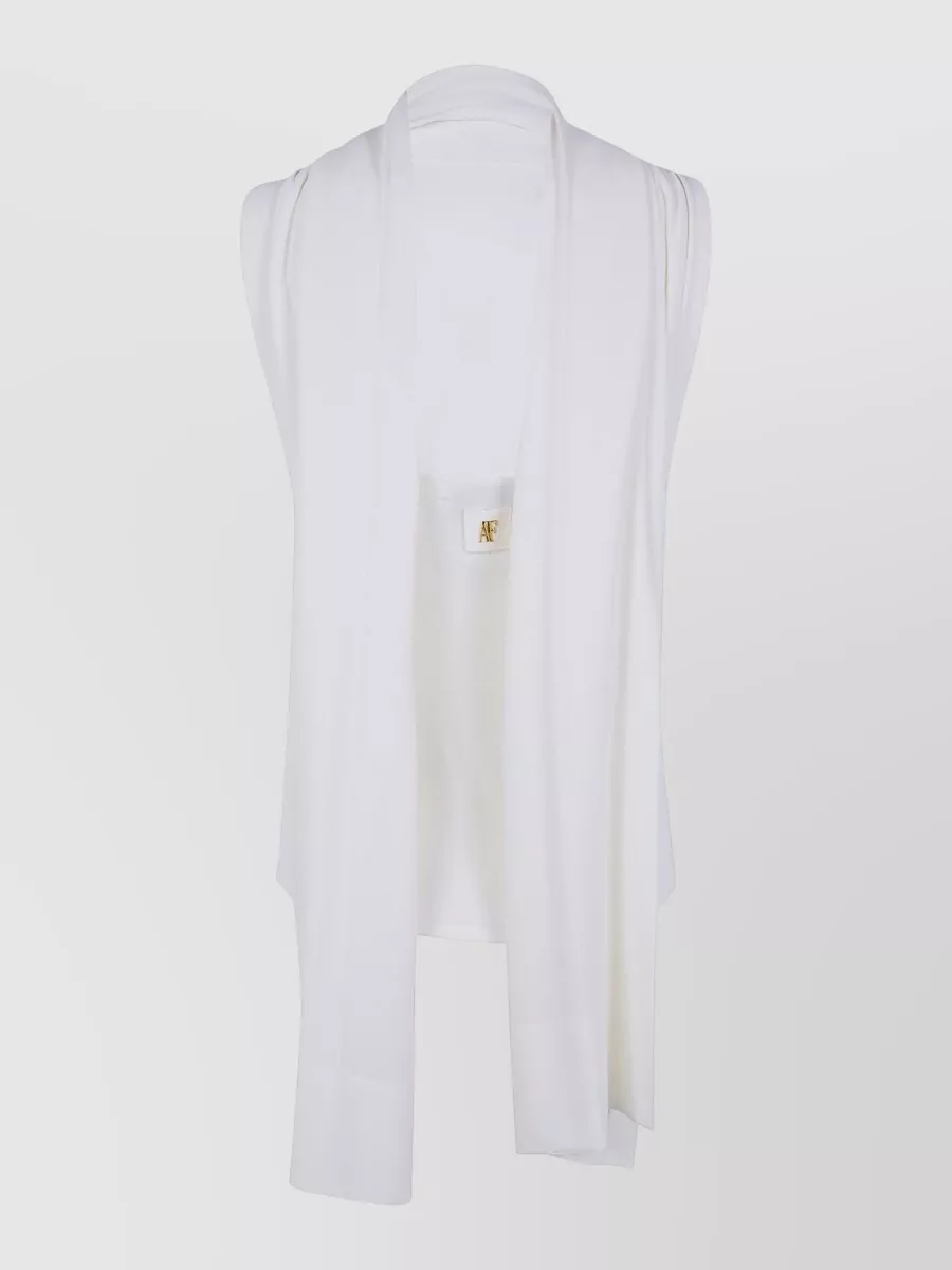 Alberta Ferretti Sleeveless Cape Shirt High Neck Overlay