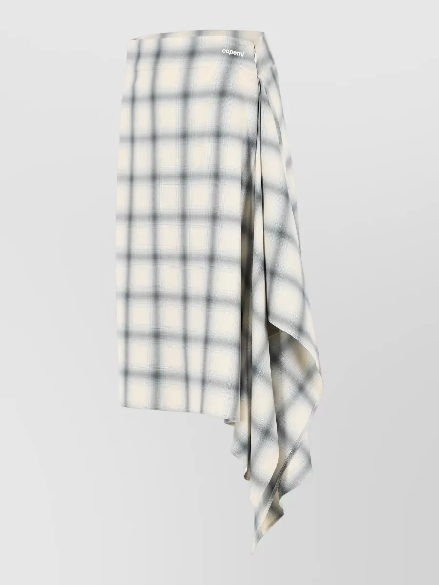 Coperni Zero Viscose Skirt Asymmetric Checked Draped