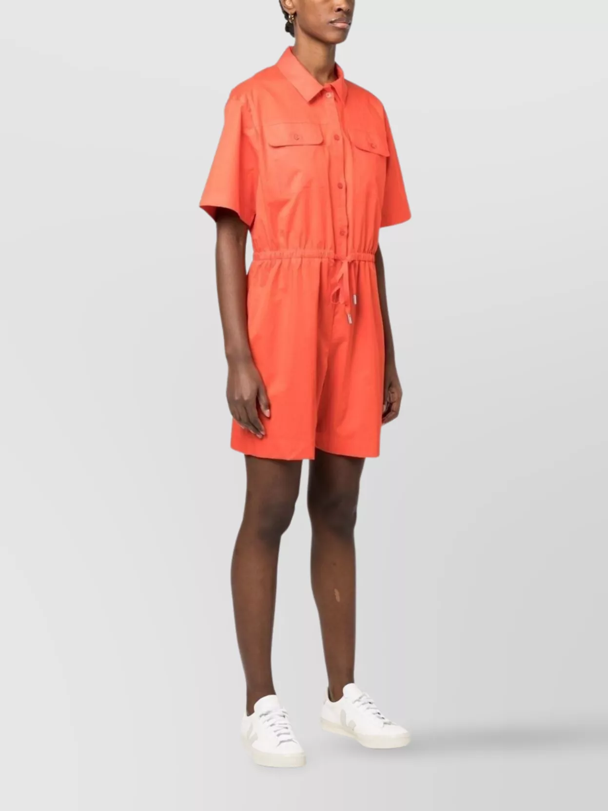 Paul Smith Short Sleeve Cotton Playsuit With Drawstring Waist