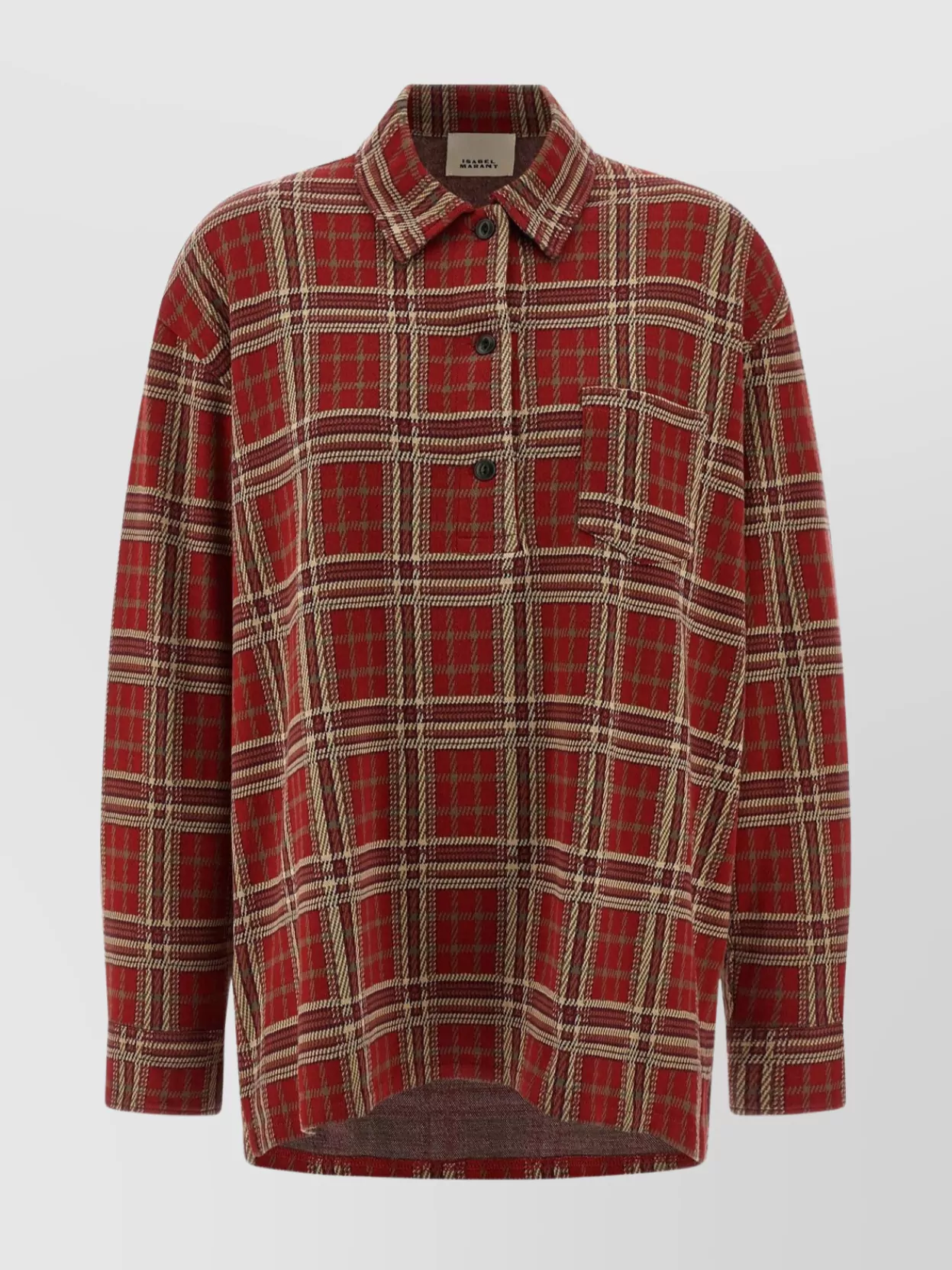 Isabel Marant Plaid Long Sleeve Shirt With Chest Pocket In Red