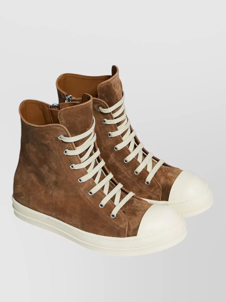 Rick Owens Leather High-Top Sneakers