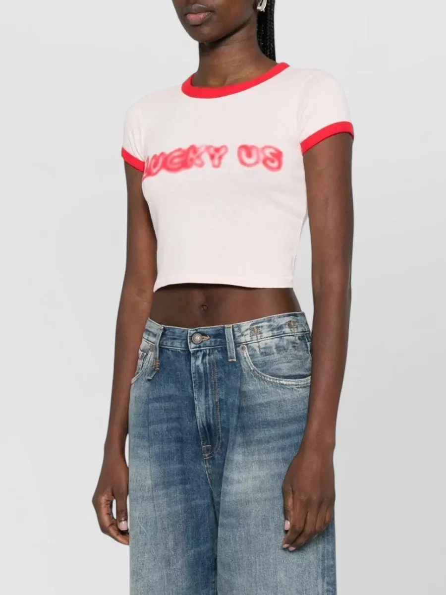 Kenzo Words Cropped Cotton Graffiti Front T Shirt