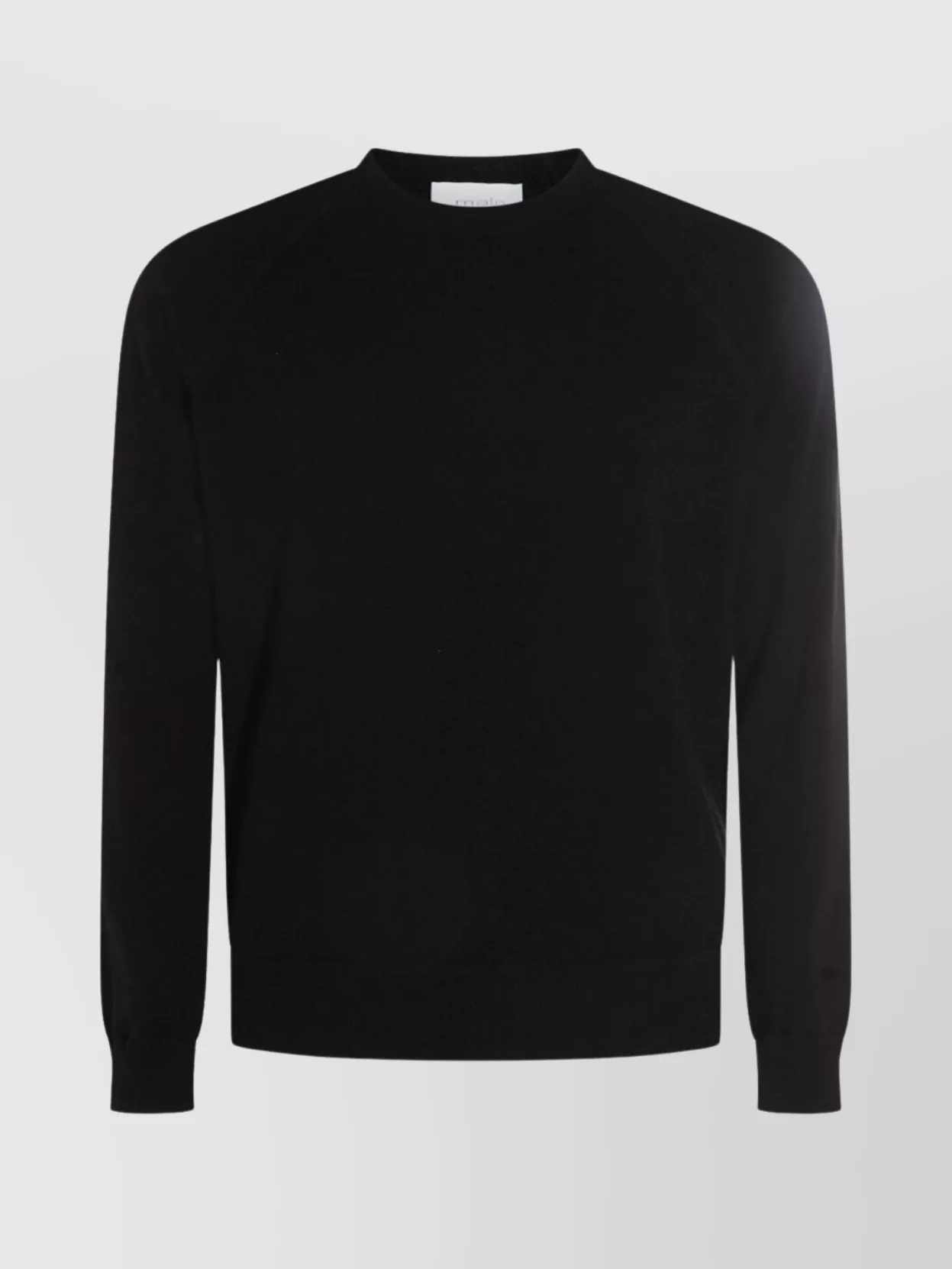 Malo Ribbed Crewneck Sweater With Long Sleeves In Black