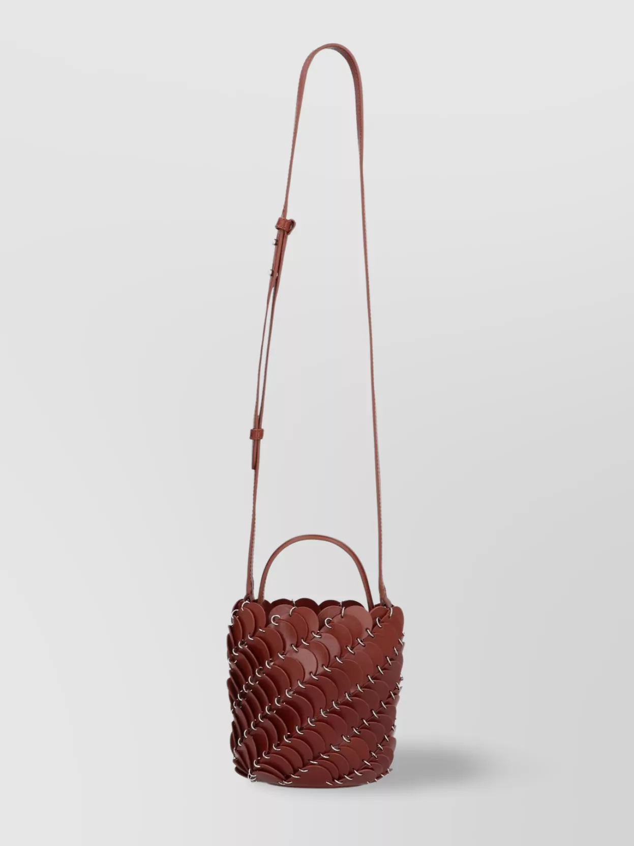 Paco Rabanne Small Scalloped Leather Bucket Bag