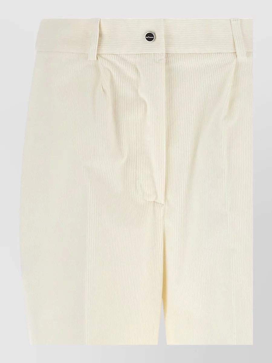 Kiton corduroy pleated tapered tailored trousers