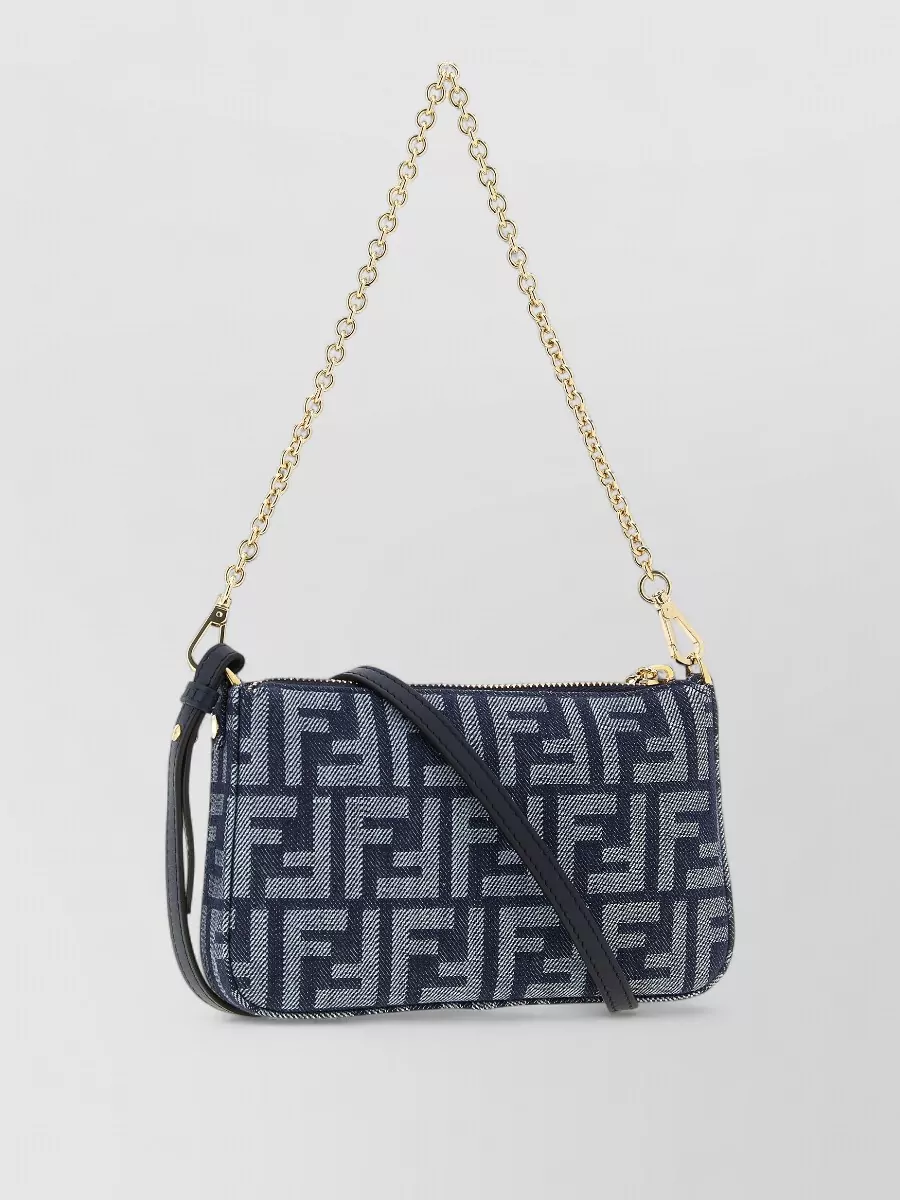 Fendi Baguette Denim-Effect Jacquard Shoulder Bag