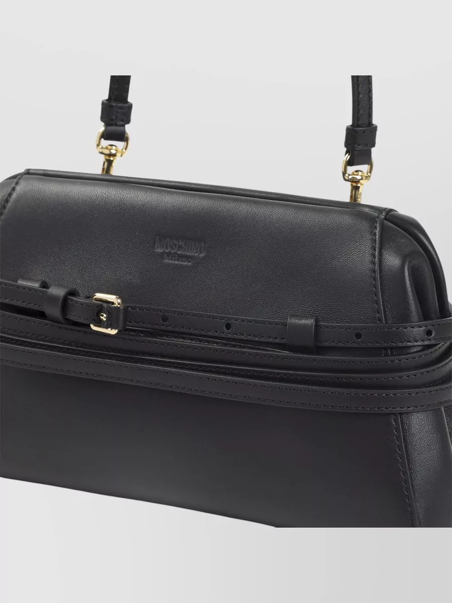 Moschino Leather Belt-Detail Shoulder Bag