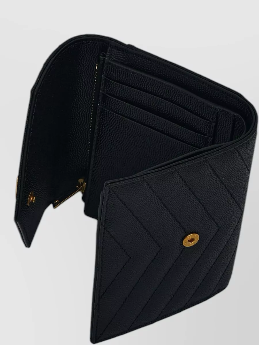 Saint Laurent Monogram Chevron Calfskin Tri Fold Wallet