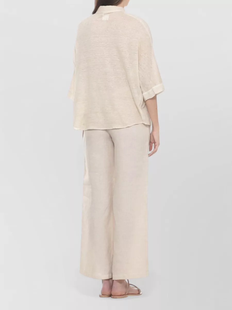 120% Lino Linen Lounge Shirt Long Sleeves Relaxed