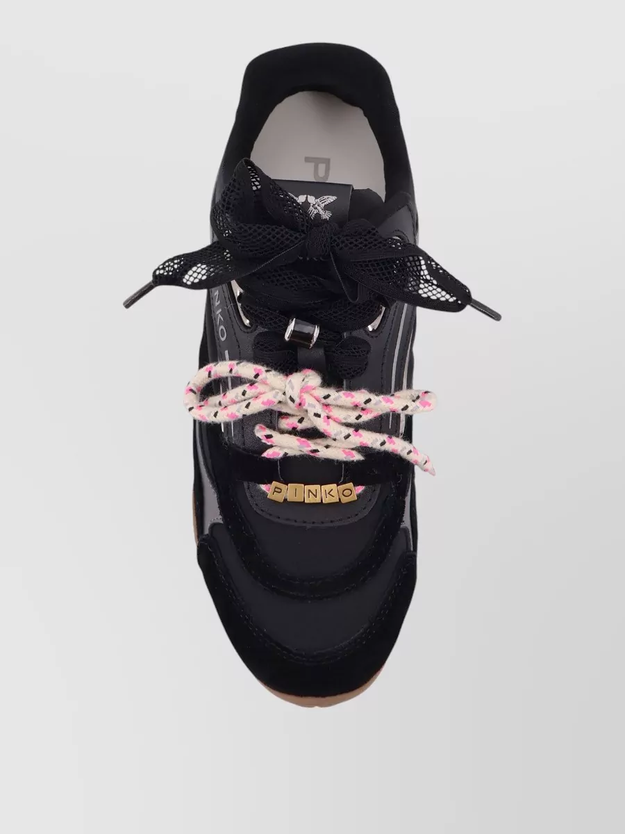 Pinko Low Top Sneakers Contrast Sole Mesh Accents