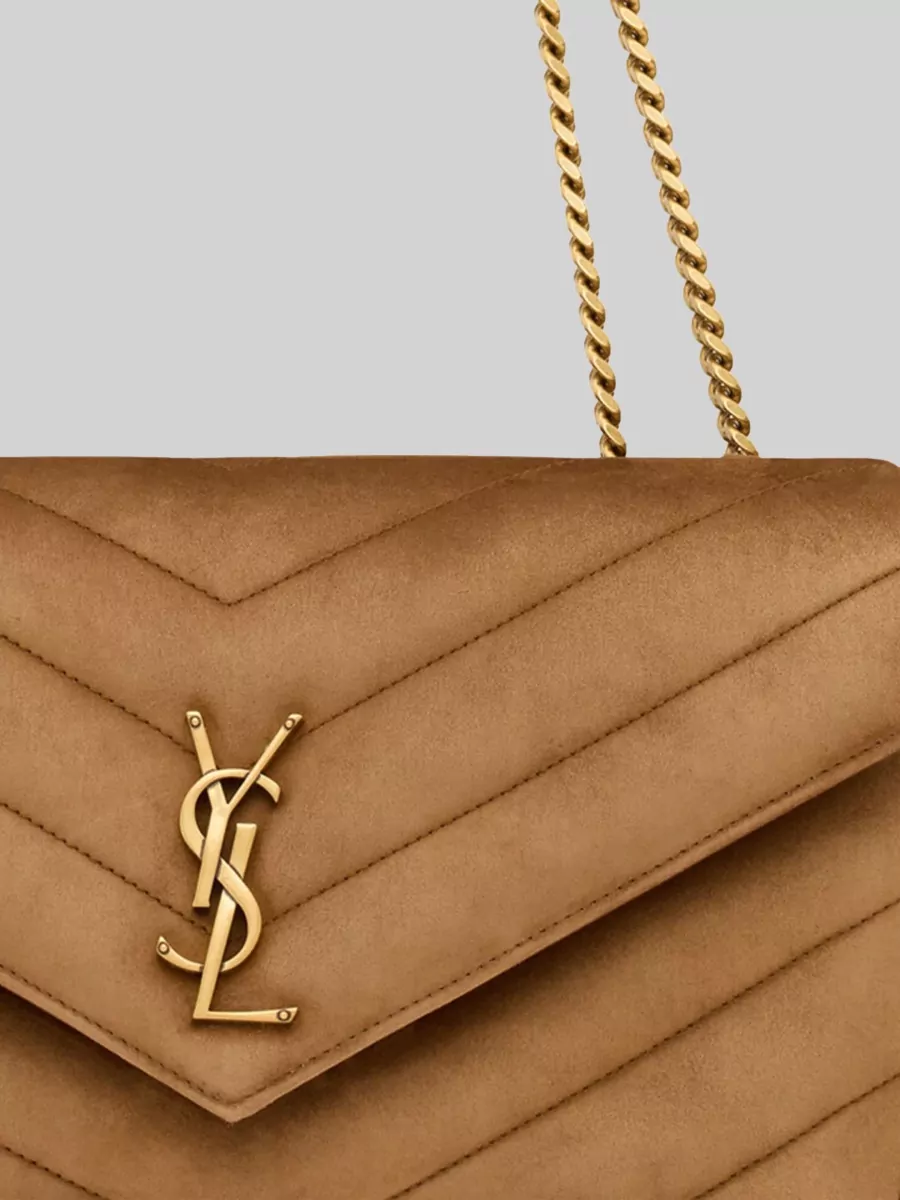 Saint Laurent Loulou Medium Suede Leather Clutch Bag