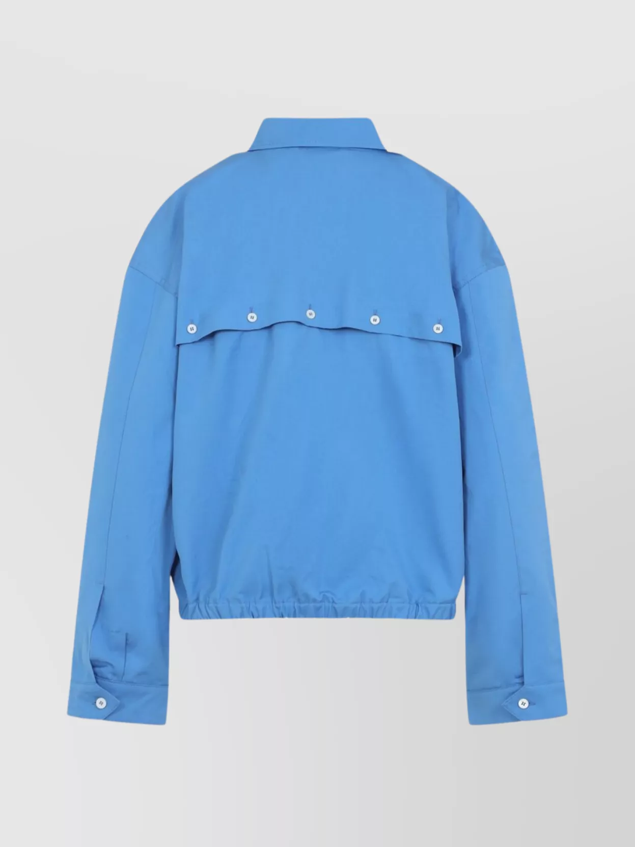 MIU MIU BUTTON-DOWN COLLAR COTTON JACKET WITH ELASTIC HEM