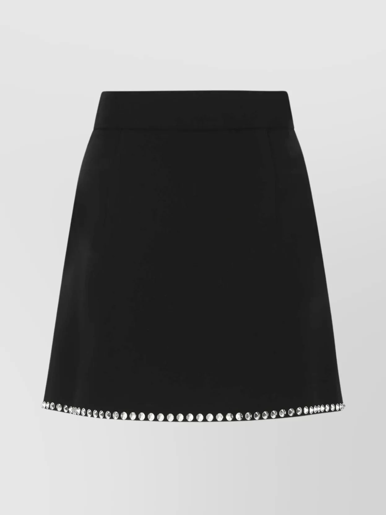 Shop Miu Miu Viscose High Waist A-line Mini Skirt With Embellished Hem In Black