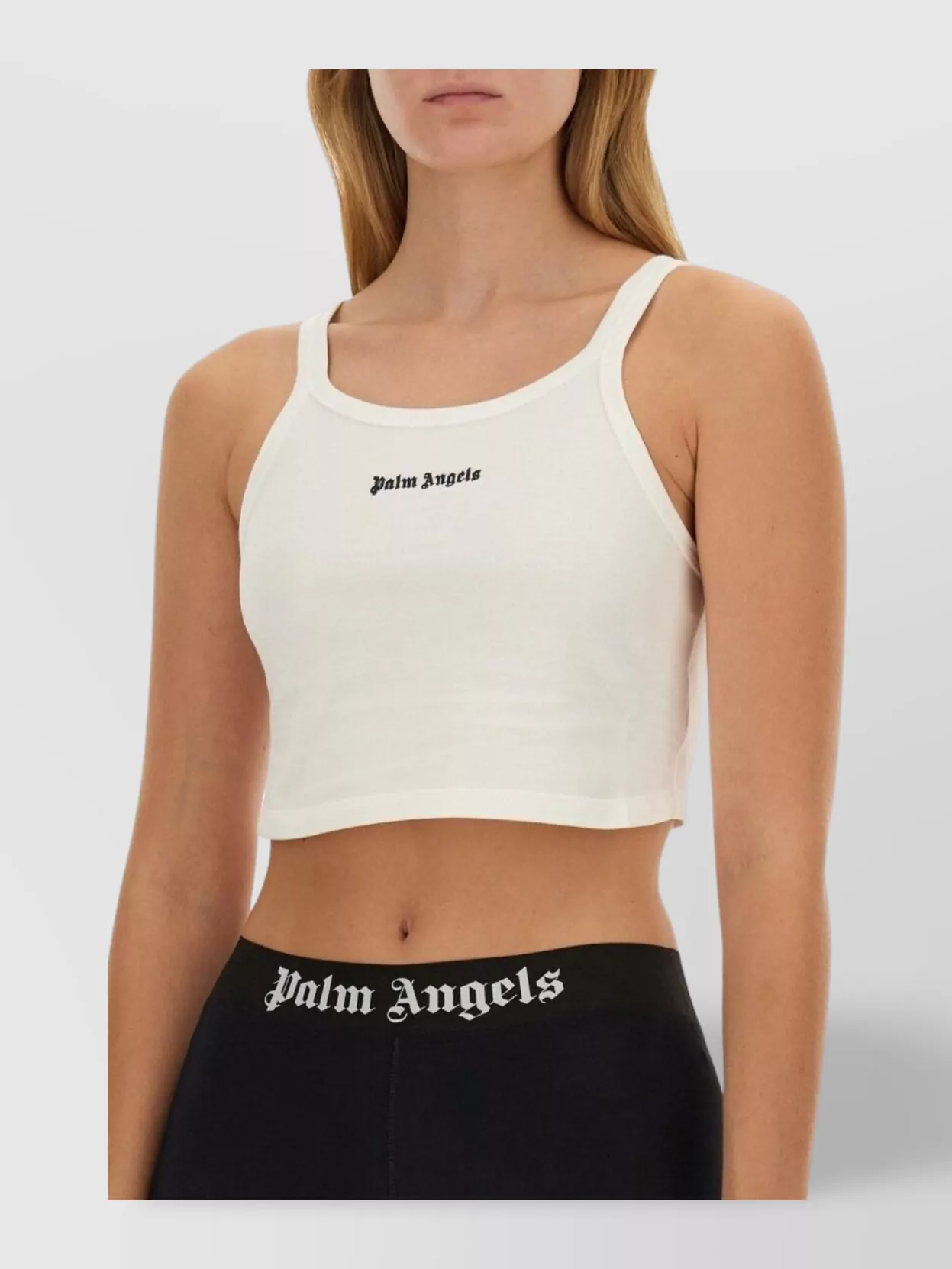 Palm Angels Ribbed Sleeveless Cropped Tank Top