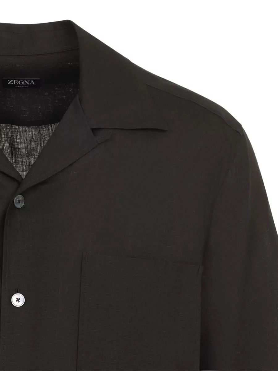 Zegna Linen Regular-Fit Cuban-Collar Shirt