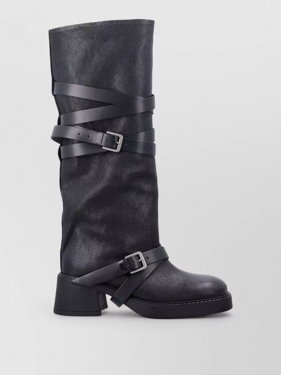 Miista Leather Belt Boots