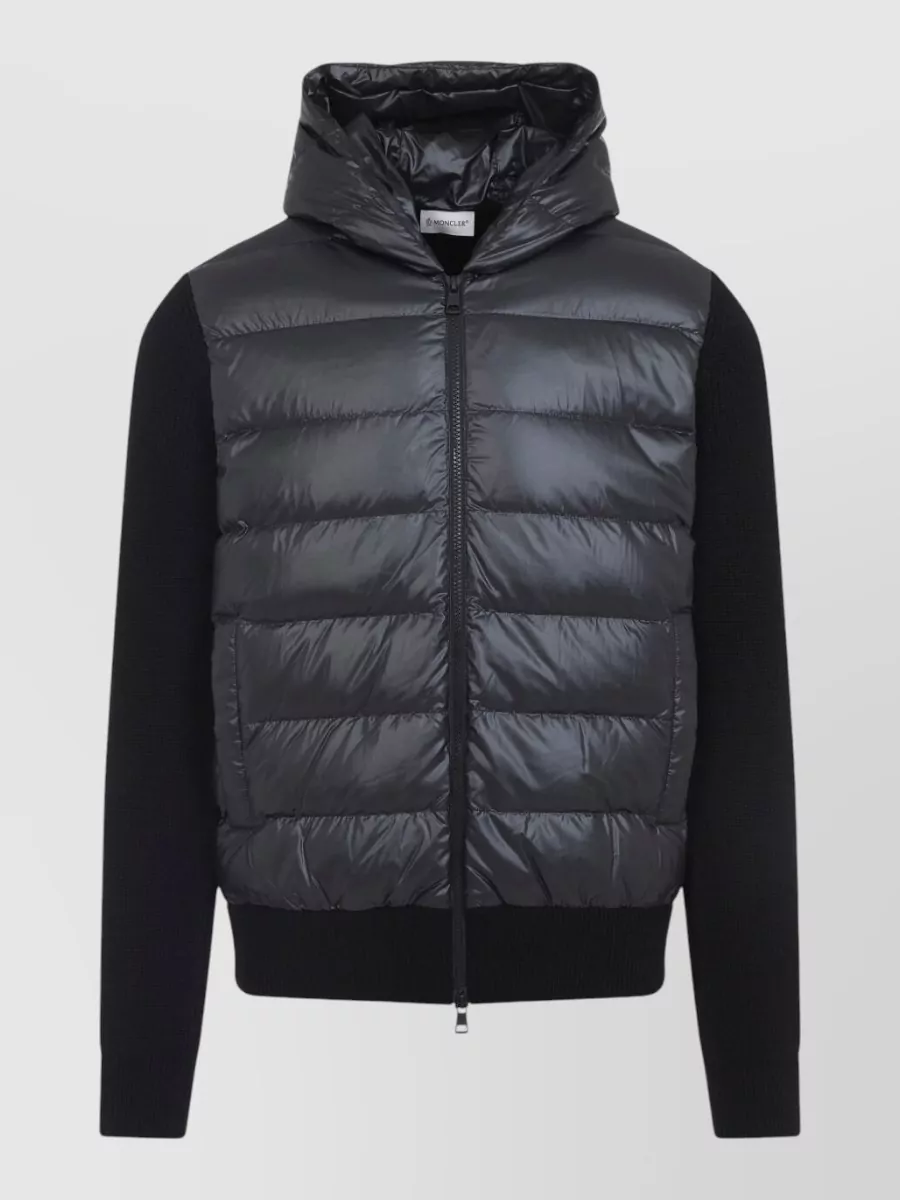 Moncler wool quilted hooded padded cardigan