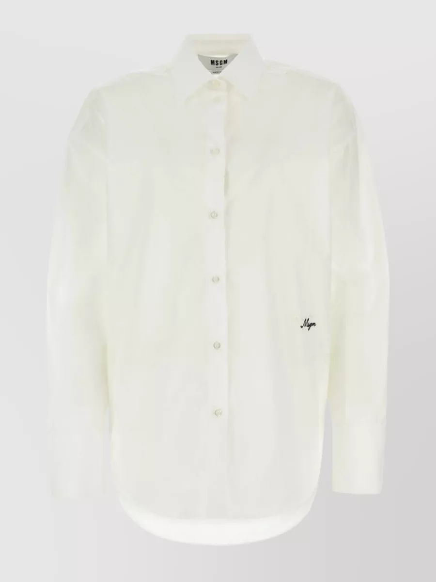 Shop Msgm Longer Back Pure Cotton Shirt In White