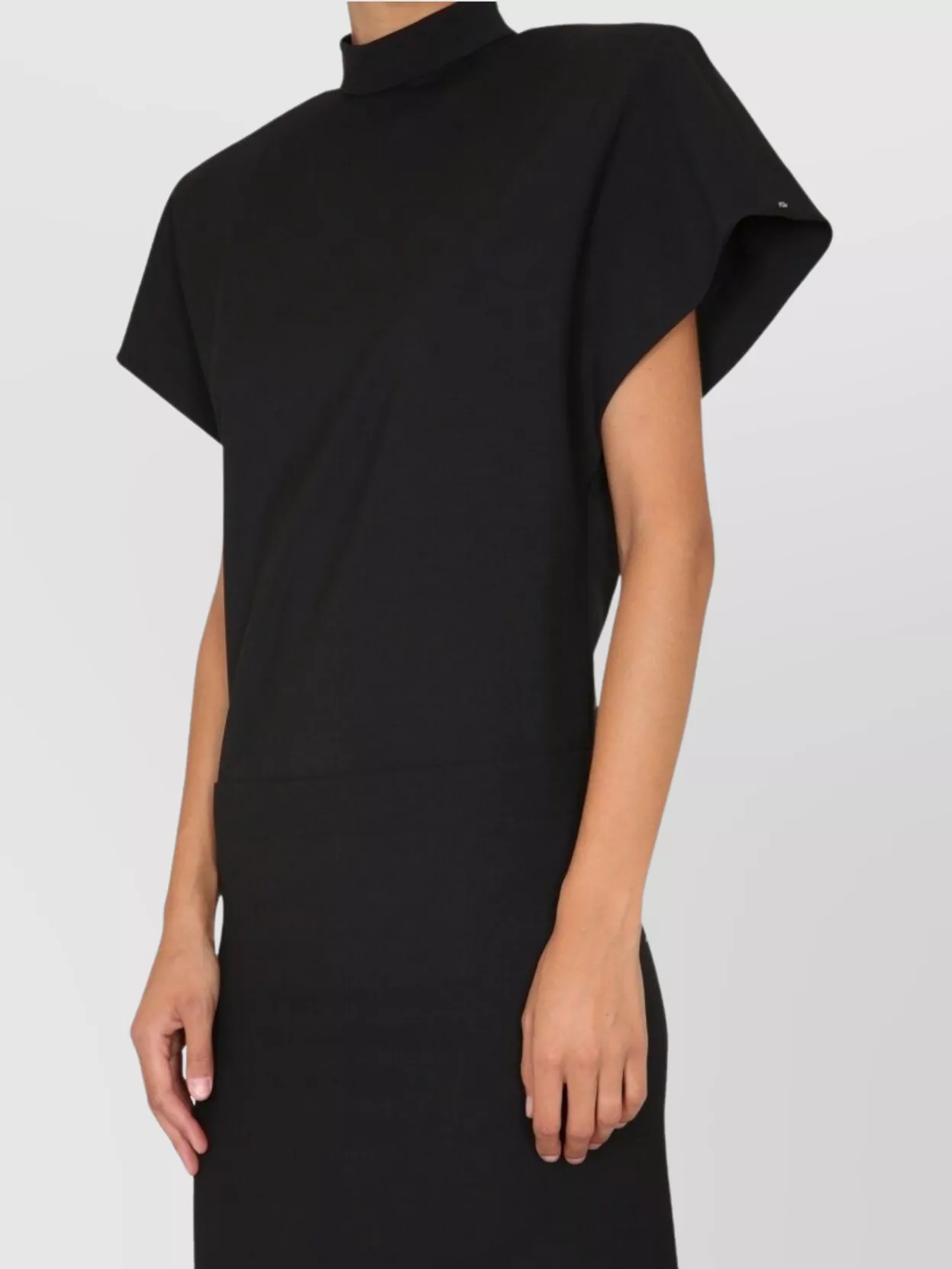 Max Mara Midi Dress With High Neck And Back Slit In Black