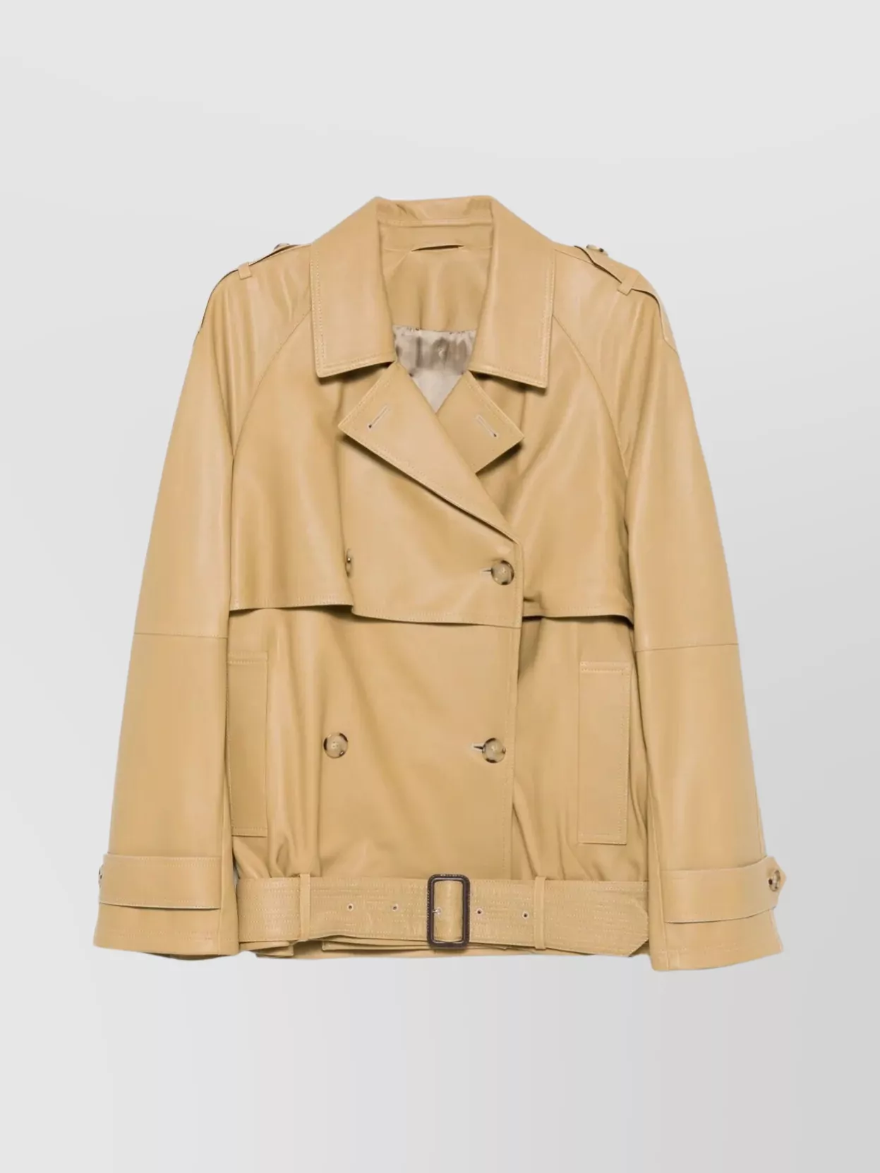 Totême Leather Trench With Belt And Epaulettes