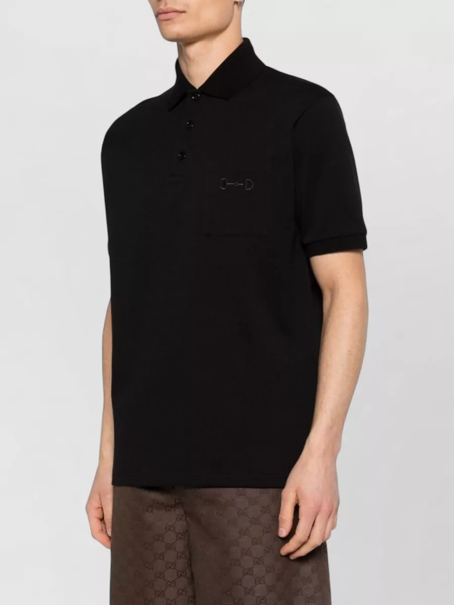 Gucci Polo Shirt Chest Pocket Equestrian Detail Collar